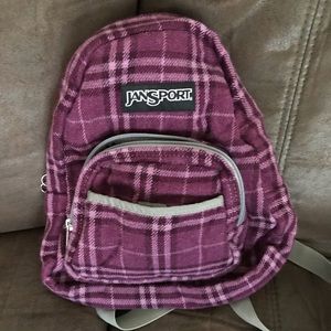 Purple & Gray mini JanSport backpack plaid/flannel